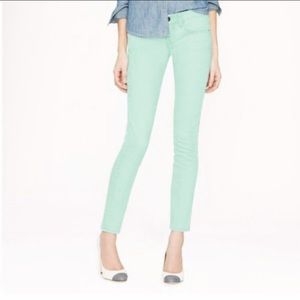 J. Crew Toothpick Mint Green Ankle Jeans